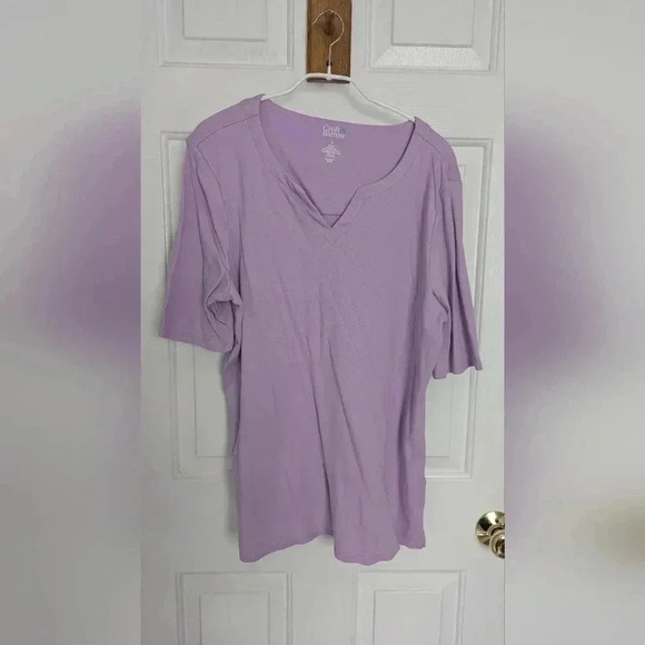 Croft & Barrow® Elbow-Sleeve Splitneck Women's Top Size Large (EUC) - Picture 3 of 11